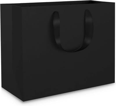 10x Luxe Zwarte Cadeauzakken met Handvat - Stevig 250gsm Kraftpapier - 32x11.5x25cm