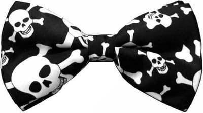 Fako Fashion® - Vlinderstrik - Vlinderdas - Print - 12cm - Zwart/Witte Schedels