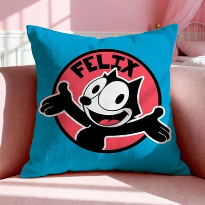 Cartoon F-Felix de Kat Kussenhoes Ademende Linnen Kussensloop Zomer Geurloos Eco-Vriendelijk Onzichtbare Rits Wasbaar 50x50cm