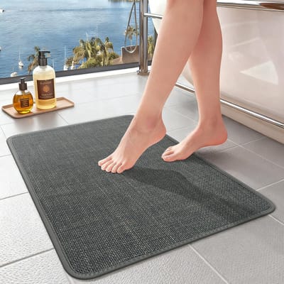 Badmat,Antislip Sneldrogend Douchemat,Absorberende Badmat Wasbaar Douchemat voor badkamer slaapkamer keuken kuip (Donkergrijs, 43x120cm)