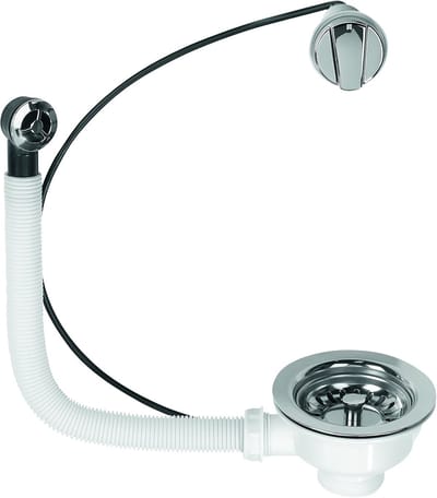 Afvoergarnituur Gootsteen - Sifon Set - Keuken Afvoer - Met Kabelbediening - Ø 90mm - Chroom