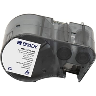 Brady M5C-1250-461 gelamineerde polyester labels zwart op wit | 31,75 mm x 7,62 m (origineel)