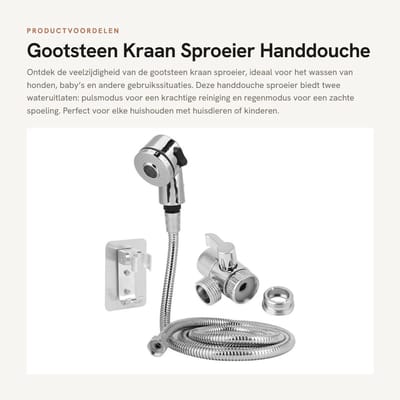 Dailygoods- Sproeier Handdouche - Doucheset met dubbele wateruitlaat - Pulsmodus/regenmodus - Keuken/Badkamer - Haarwasset voor Huisdieren - Verbeterde waservaring - Douchekop