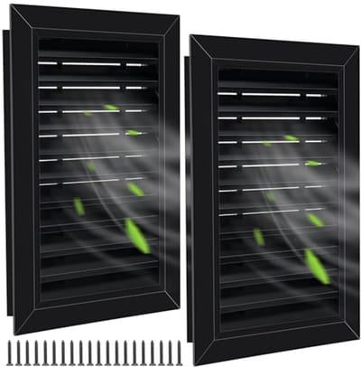 Ventilatieopeningen voor muur 12" x 18" - 2 stuks aluminium met insectenrooster