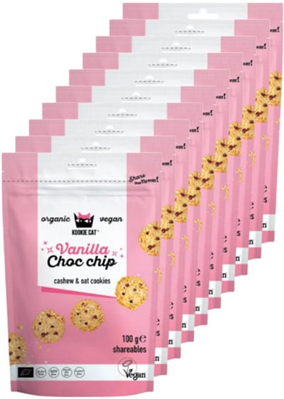 Kookie Cat | Vanilla & Choc Chip Mini Cookies | 10 stuks | 10 x 100 gram