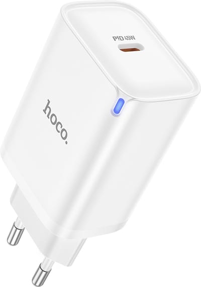 Hoco 45W Oplader - Wit - USB C Snellader 45W - Power Delivery QC – Compact Reislader met Type C Poort - USB-C PD Adapter