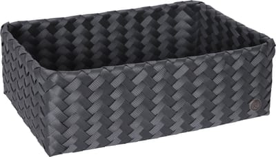 Opbergmand - Organizer - Woonkamer - Kinderkamer - Badkamer - Babykamer - Handgevlochten rechthoekige mand - Handed By Grand ideal - donker grijs - dark grey