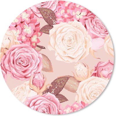 Muismat rond 20x20 cm - Mousepad Rozen - Glitter - Roze - Wit - Ronde muismatten