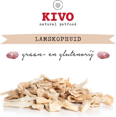 Kivo Petfood Hondensnack Lamskophuid 2 zakken x 200 gram - Graanvrij en Glutenvrij