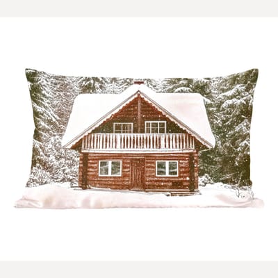 Sierkussens - Kussentjes Woonkamer - 60x40 cm - Huis - Bos - Winter - Natuur - Sneeuw
