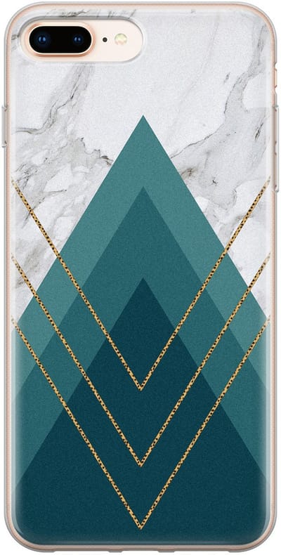 Leuke Telefoonhoesjes - Hoesje geschikt voor iPhone 8 Plus - Geometrisch blauw - Soft case - TPU - Print / Illustratie - Blauw