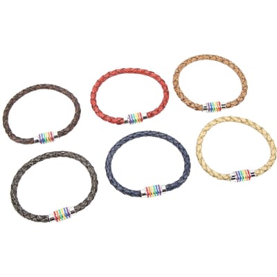 6 STUKS LGBT Pride Armband Roestvrij Staal Kleurrijk Gevlochten Geweven Polsband Vriendschapskoord Armband voor Lesbische Gay gray