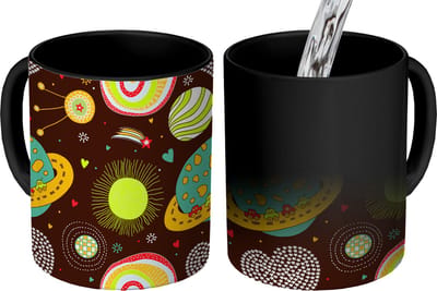 Magische Mok - Foto op Warmte Mokken - Koffiemok - Patronen - Ruimte - Planeten - Jongens - Kinderen - Kids - Magic Mok - Beker - 350 ML - Theemok