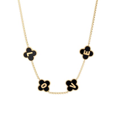 Bijoutheek Collier Klavers Love zwart
