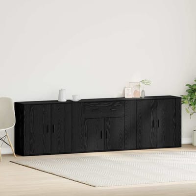 vidaXL - Dressoir - Zwart - Eiken - 240 - x - 33 - x - 70 - cm - Bewerkt - hout