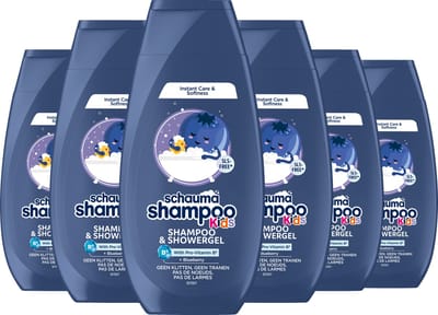 Schauma Shampoo & Showergel Kids Blueberry - Lichaam en Haarverzorging - Zacht en Klitvrij - Bosbessenextract en Pro-Vitamine B5 - Voor Kinderen - Voordeelverpakking - 6x 250ml