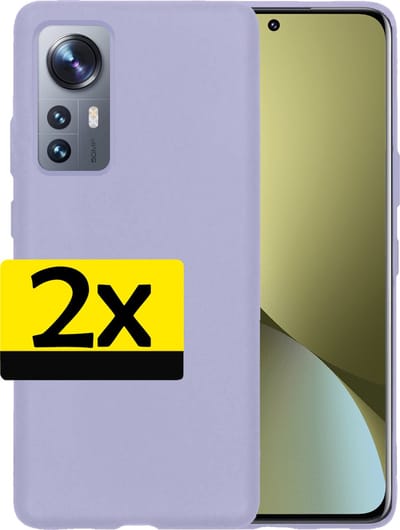Hoesje - 2 Stuks - Geschikt voor Xiaomi 12 Pro - Sterk & Shockproof - Case Siliconen - Back Cover - Telefoon Hoes - Telefoonhoesjes - Lila