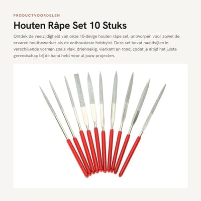 Dailygoods- Houtvijl Set - 10 Stuks - Antislip Handgreep - Diverse Vormen - Stalen Lemmet - Ideaal voor Hobbyisten en Professionals - Vijlen