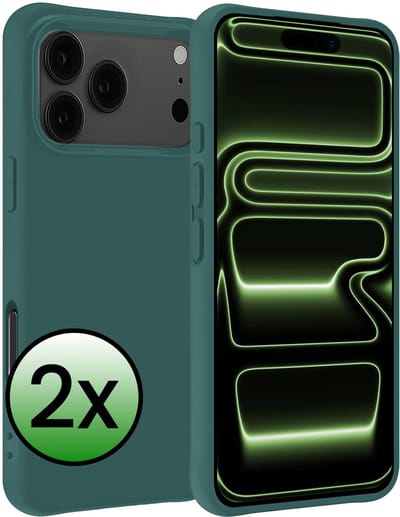 Hoesje 2 Stuks - Geschikt voor Apple iPhone 17 Pro - Sterk & Shockproof - Case Siliconen - Back Cover - Telefoon Hoes - Donkergroen