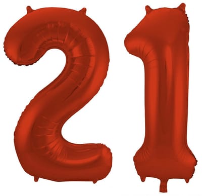 Folat Verjaardag Leeftijd folieballon - 21 jaar - rood - 86 cm - cijferballon groot