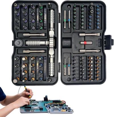 Ratel Schroevendraaier Set - Precisie Driver Set - Klusjes Thuis - Magnetische Grip - 105 Delig - Grijs