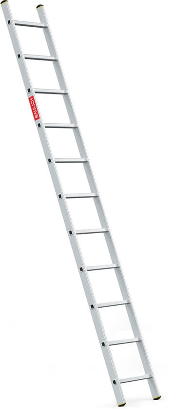 Baulich Aanleunladder aluminium - 11 treden, enkelzijdig, stabiele constructie, werkhoogte 298 cm, draagvermogen 150 kg, lichtgewicht 4,5 kg, ideaal voor renovatie en montage