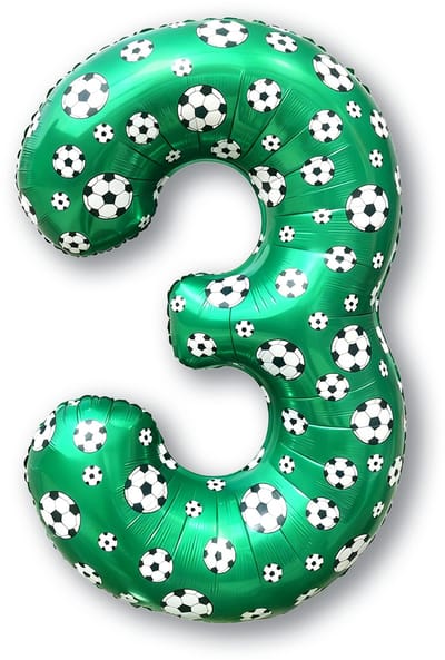 BTH – 3 Jaar Folieballon Voetbal – 86 cm – Groen-Zwart-Wit – Football Party Thema Versiering – Feest Decoratie
