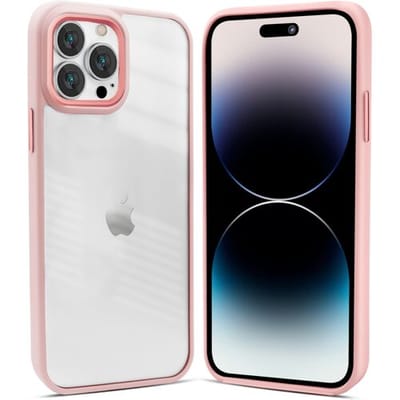 Coverzs telefoonhoesje geschikt voor Apple iPhone 14 Pro solid bumper hoesje - optimale bescherming - mat - transparant / roze