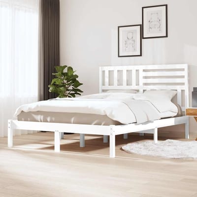 vidaXL - Bedframe - massief - grenenhout - wit - 140x200 - cm