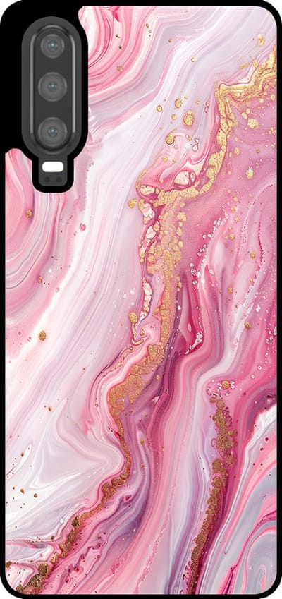 Smartphonica Telefoonhoesje Geschikt voor Huawei P30 met marmer opdruk - TPU backcover case marble design - Roze geschikt voor Huawei P30