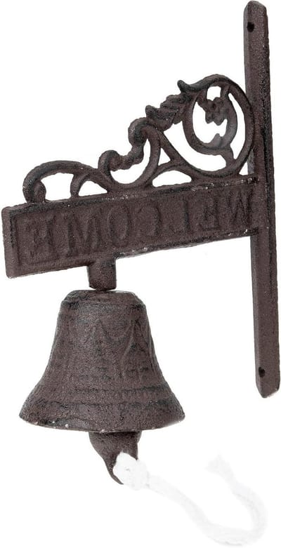 Gietijzeren Deurbel - Wandbel Vogelmotief - Welkom Gasten - Handmatig Bedienbaar - 18 x 15 cm - Bruin