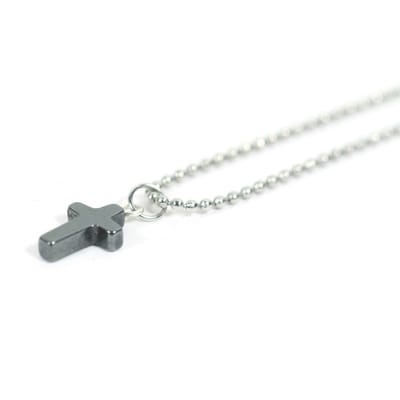 Kinderketting ballchain staal hematiet kruis - IbizaMen KIDS
