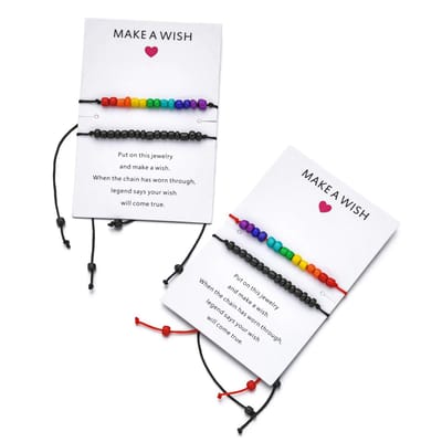 GoedeDoelen.Shop | Touwarmband set van 2 - Make a Wish | Statement Armband | LGBTQ | Vriendschapsarmband | Pride | Rainbow | Rainbow Armband | Pride Armband | Cadeautje | Wellness-House