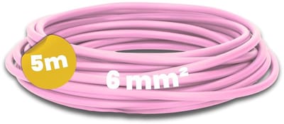Kalitec 5 meter H07V-K 6 mm² roze bedradingskabel | Flexibele enkeladerige kabel | 6 mm² gevlochten draad | Fijnaderige bedrading | Enkeladerige kabel | Enkeladerige kabel voor schakelkasten | Schakelkabel