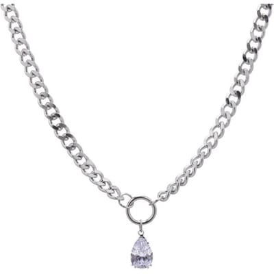 Nieuwe Waterdruppel Diamant Ketting Ins Coole Stijl Licht Luxe Hip Hop Ketting Ontwerp Titanium Staal Sieraden Hanger voor Vrouwen white