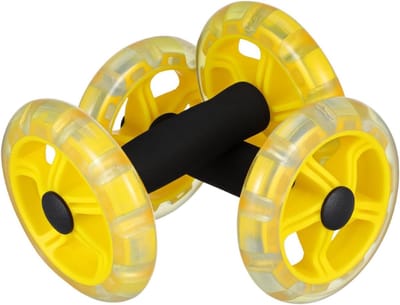 Buikspierroller - Core trainer - Kracht opbouwen - Dubbele wielen - 14x20 cm - Geel