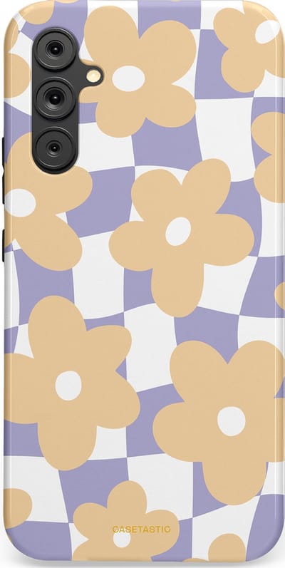 Casetastic hoesje geschikt voor Samsung Galaxy A34 (2023) 5G - Dubbellaagse bescherming - Madeliefjes feest - Fashion Case - Zand Wit Lila Zilver