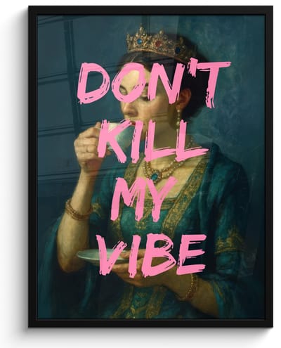 Poster in lijst - Fotolijst 60x80 cm - Posters - Vrouw - Portret - Kroon - Posterlijst zwart - Decoratie - Wanddecoratie woonkamer - Muurdecoratie slaapkamer