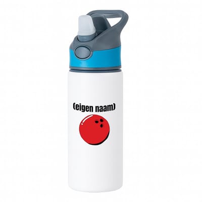 Hacebo® - bowlingsbal met eigen naam waterfles met rietje blauw - Bowlen - bowlers - iemand die houdt van bowlen - verjaardag - cadeau - kado - water fles - 650ML