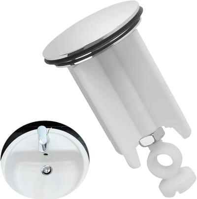 1 stuk afvoerstop, universele wastafelstop 40 mm, afvoerstop van messing met rubber, stop wastafel, voor wastafel in badkamer en bidet, in hoogte verstelbaar
