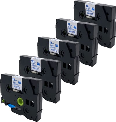 DULA Brother Compatible label tape- Tze-233 - 5 cassettes - Brother P-Touch - Blauw op wit - 12mm x 8m