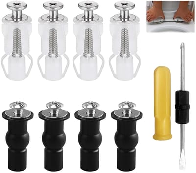 WC-Deksel Schroeven - Toiletbril Bevestiging - Toilet Reparatie - Roestvrij Staal - M6 Draad - Zwart Wit
