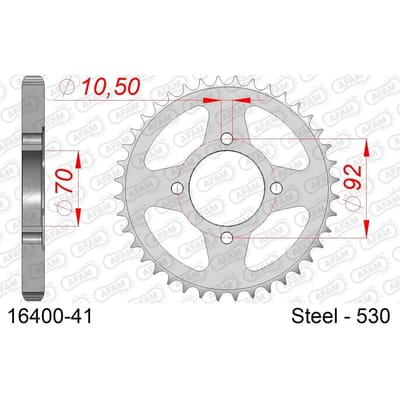 Stalen tandwiel Afam 530 41 dents