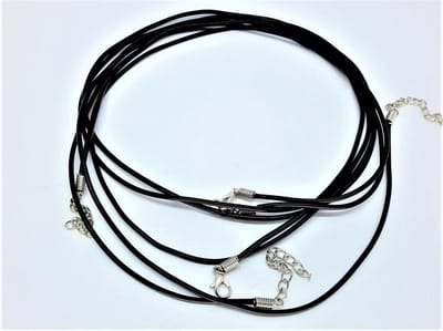 2 x ketting - Zwart - rubber leer - vegan - Lengte 1 x 70 en 1 x 80 cm x D 2mm.