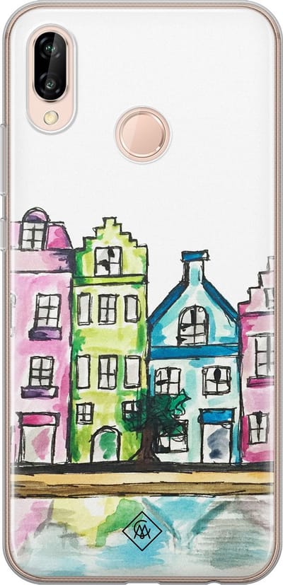Casimoda® hoesje - Geschikt voor Huawei P20 Lite (2018) - Amsterdam - Siliconen/TPU - Soft Case - Multi - Amsterdam