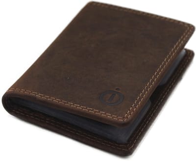 Oi Hunter bruine leren pasjeshouder met ruimte voor 18 pasjes / pasjesmapje met plastic vulling / creditcard mapje voor veel pasjes in plastic hoesjes / anti skim / bruin leer / 365H