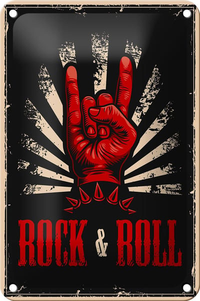Blechschild Retro 12x18cm Rock & Roll Musik