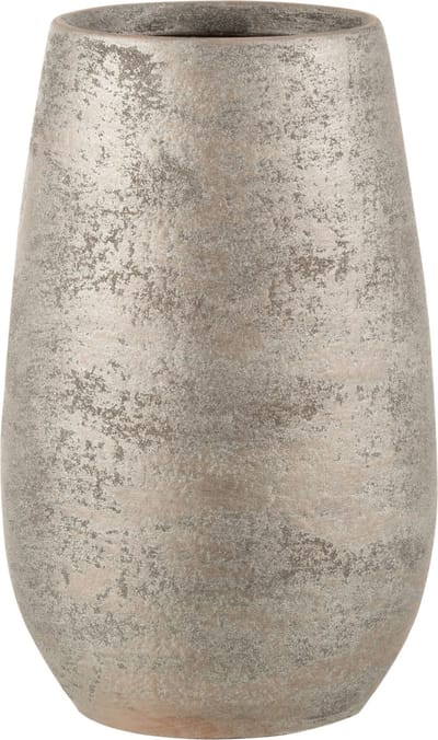J-Line vaas Oneffen Ruw - keramiek - zilver - small - 31 cm hoog