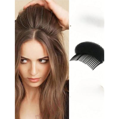 Pluizig Spons Haarstuk, Wortel Lifter, Haaraccessoire, Onzichtbaar Haarstuk, Dubbelzijdig Onzichtbaar Spons Nekhaar Kam zwart