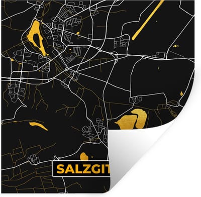 Muurstickers - Sticker Folie - Salzgitter - Goud - Stadskaart - Plattegrond - Kaart - Duitsland - 100x100 cm - Plakfolie - Muurstickers Kinderkamer - Zelfklevend Behang XXL - Zelfklevend behangpapier - Stickerfolie
